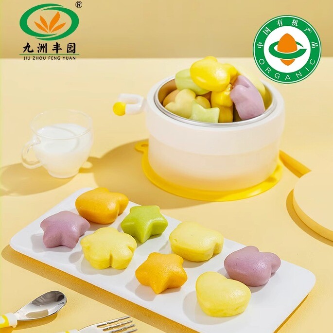 九洲丰园有机儿童卡通馒头宝宝营养速食早餐零食点心挑食零嘴