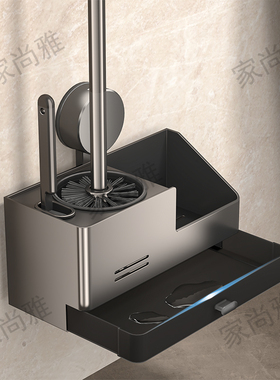 免打孔吸盘马桶刷带置物架壁挂式无死角厕所专用刷子卫生间高级感