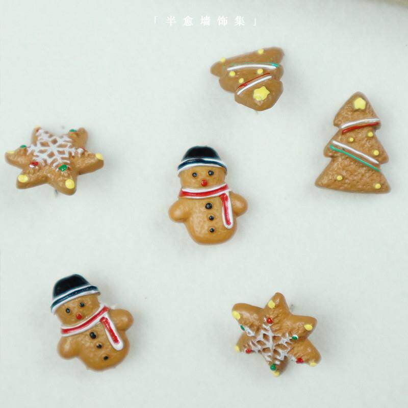 6个装圣诞节姜饼人雪人可爱创意图钉子软木板照片墙装饰毛毡按钉