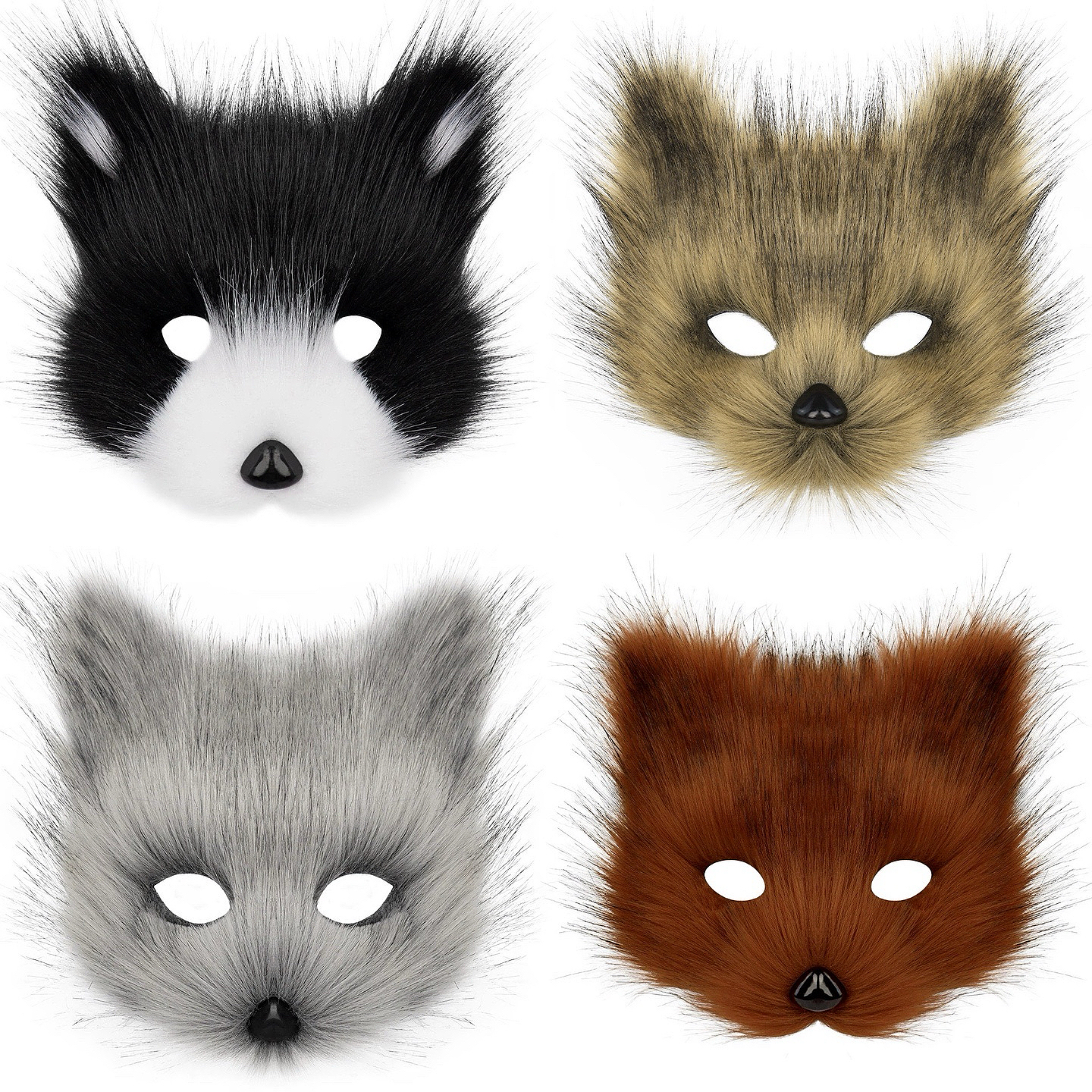 狐狸化妆舞会动物万圣节长毛面具