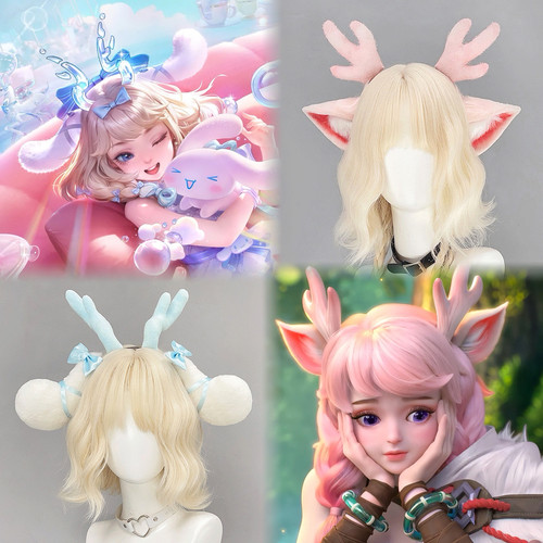 王者荣耀瑶原皮鹿耳头饰大耳狗