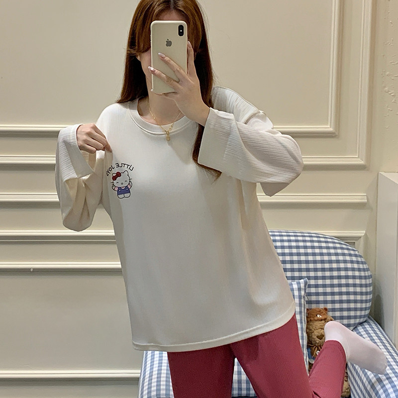 秋季新款KT凯蒂猫圆领长袖长裤俩件套套装 睡衣女 带胸垫不可拆卸,女士内衣/男士内衣/家居服,睡衣/家居服套装,淘宝优惠券,粉丝福利购,淘宝优惠卷