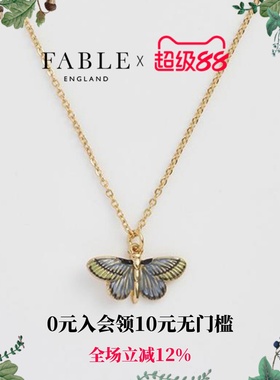 【陆妍淇同款】Fable蓝色艺术蝴蝶项链珐琅彩毛衣链女百搭锁骨链