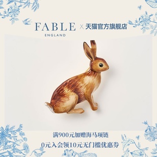 Fable棕色兔子珐琅彩胸针原创设计小动物胸针胸饰