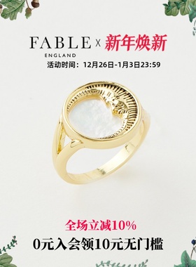 Fable欧美黑色珐琅新月亮戒指镀金小众设计高级感独特轻奢气质女