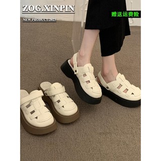 罗马凉鞋女2025年新款两穿镂空洞洞厚底森系包头半拖鞋女夏季外穿