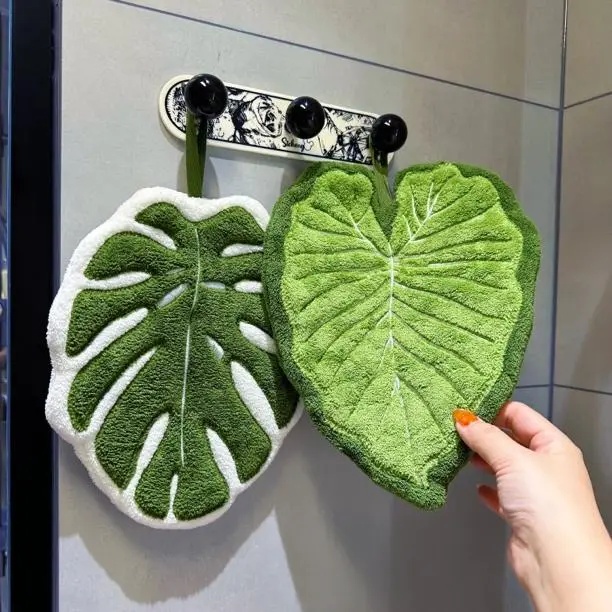 海芋擦手巾仿真叶子加大擦手巾可爱挂式小毛巾珊瑚绒毛巾加厚吸水