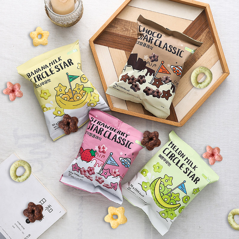 韩国进口CU涞可五角星甜甜圈巧克力草莓便利店同款儿童膨化零食品