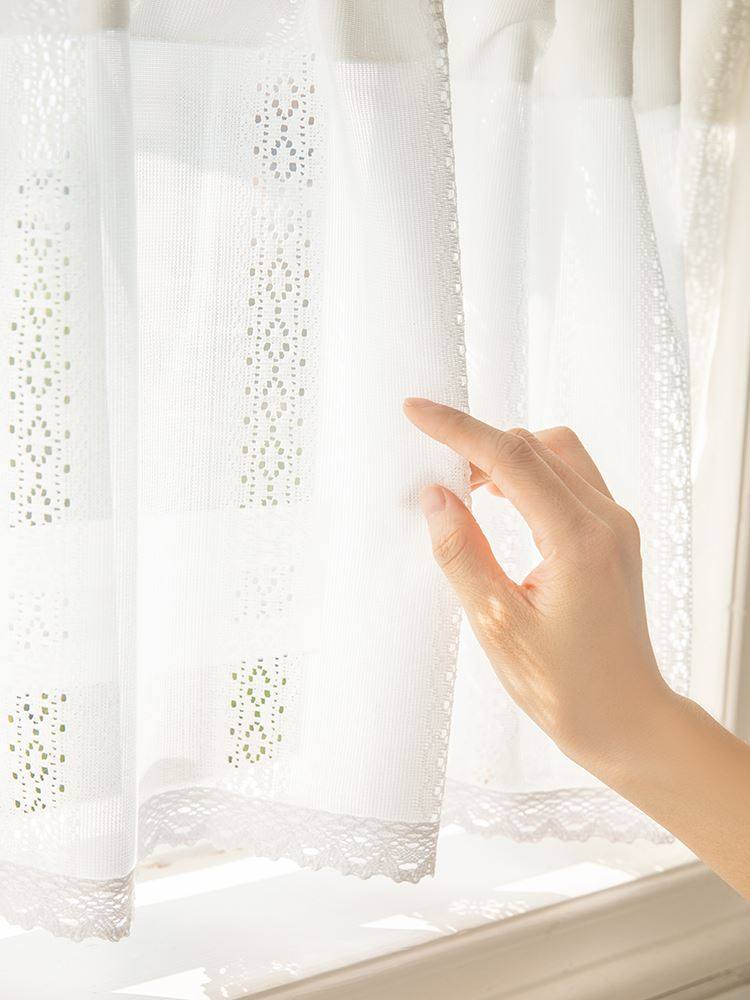 蕾丝半帘短帘纱帘厨房日式免打孔半遮挡布小窗帘门帘咖啡半截飘窗