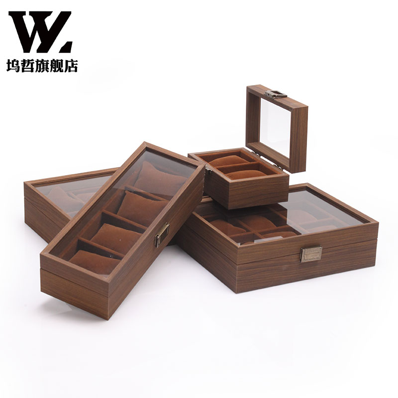 钢化玻璃黑胡桃木色大表盘收纳盒