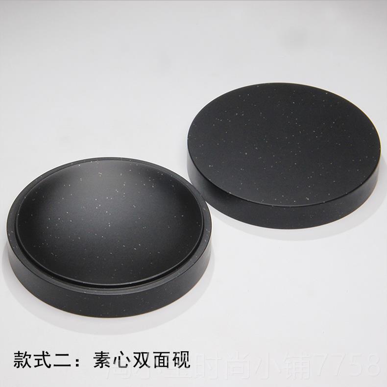 正品4英寸双面可天用砚砚台带盖原石金星歙砚然素文房四墨海宝盒