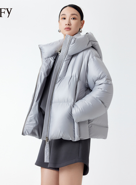 DeIFy/缔弗绗缝泡芙鹅绒服女短款2025年冬季新款高端连帽羽绒服