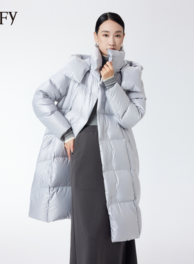 DeIFy/缔弗科鲁达云感绗缝鹅绒服女长款25年冬新款加厚保暖羽绒服