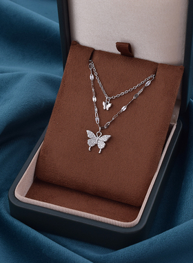 s925纯银蝴蝶项链女轻奢高级感爆款小众设计锁骨链送女友闺蜜礼物