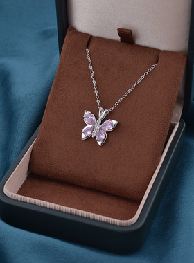 水晶蝴蝶结项链女生款