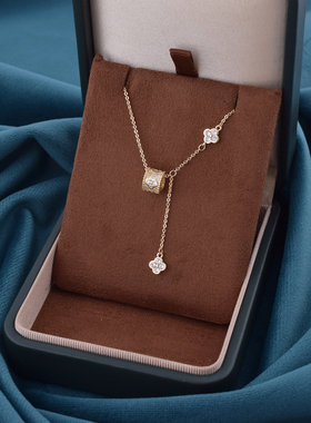 四叶草素链纯银项链女轻奢