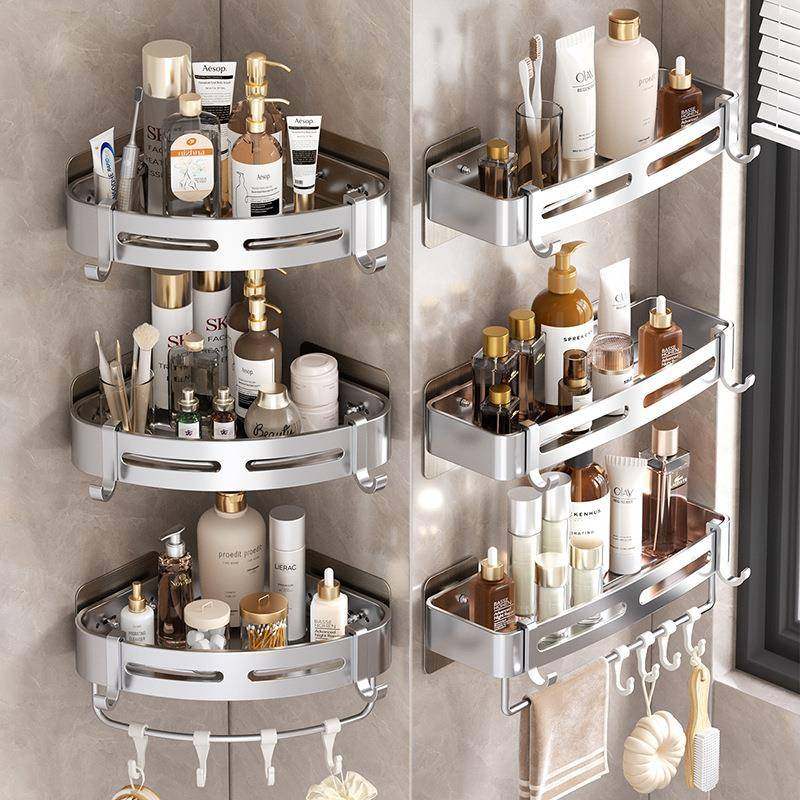 卫生间置物架壁挂式吸盘厕所洗手间洗漱台墙上免打孔浴室收纳挂架,收纳整理,书桌收纳置物架,淘宝优惠券,粉丝福利购,淘宝优惠卷