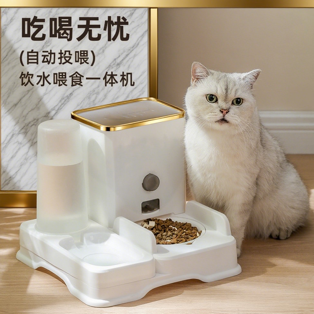 雙碗陶瓷大容量自動飲水貓狗碗