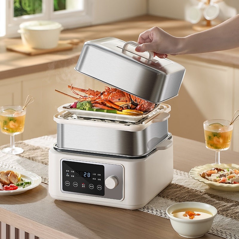 304不锈钢电蒸锅家用多功能三层约全自动蒸煮一体锅大容量智能预