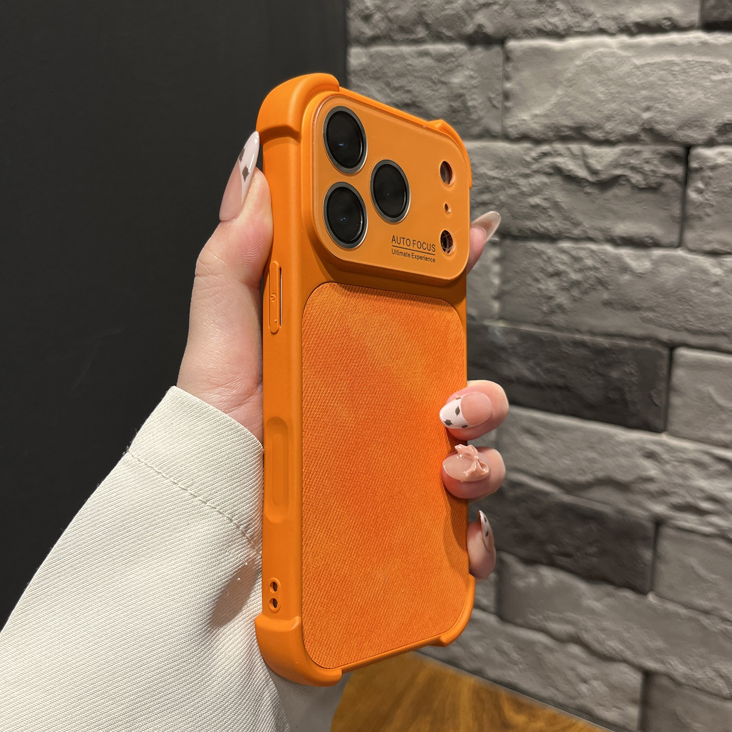 ins秒变17秋冬皮纹壳适用苹果17pro手机壳四角防摔牛仔布橙色iPhone17promax简约高级感16pro女款16防摔15套