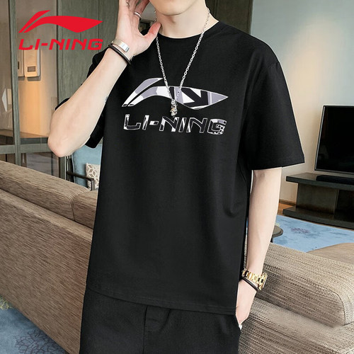 李宁短袖T恤男夏季运动服圆领