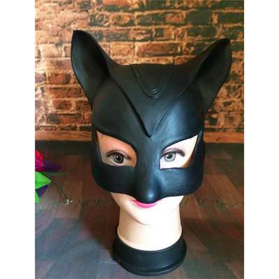 万圣节派对聚会装扮黑色半脸性感猫女头套Catwoman美女面皮具蝙蝠