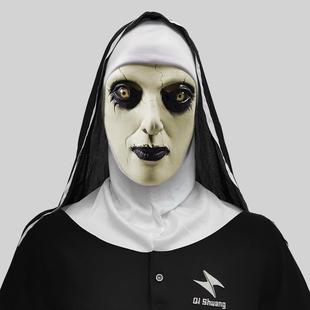 惊声尖叫闭口修女头套化妆舞会恐怖鬼脸面具万圣节日派对恶搞道具