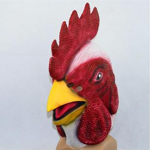 十二生肖新款公鸡面具 公鸡头套乳胶鸡头套派对表演文艺控整蛊