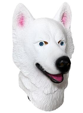 万圣节动物雪豹犬乳胶面具白色哈士奇狗头头套面具跨境货源