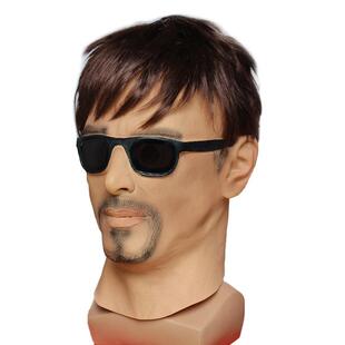 新款带发大坏人面具万圣节乳胶面具cosplay搞怪派对服饰道具现货