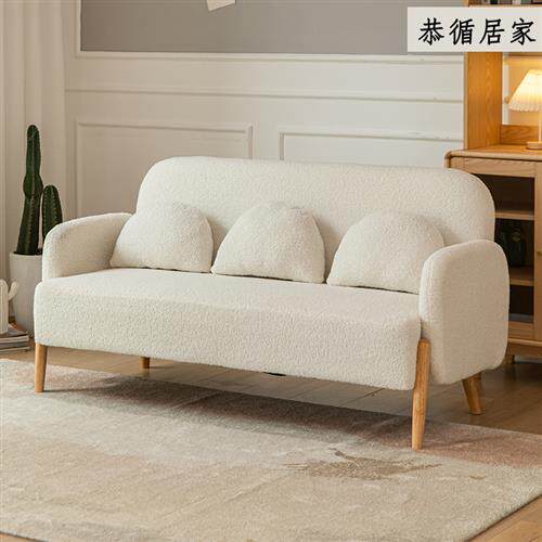 双人沙发小户型客厅卧室小沙发出租屋北欧简约科技布沙发服装店