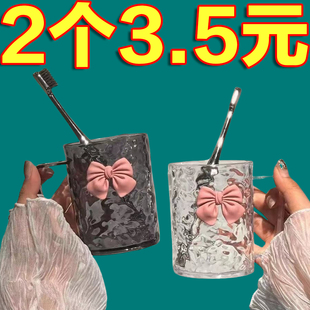 冰川纹漱口杯轻奢透明牙刷杯高颜值情侣洗漱杯儿童牙杯学生刷牙杯