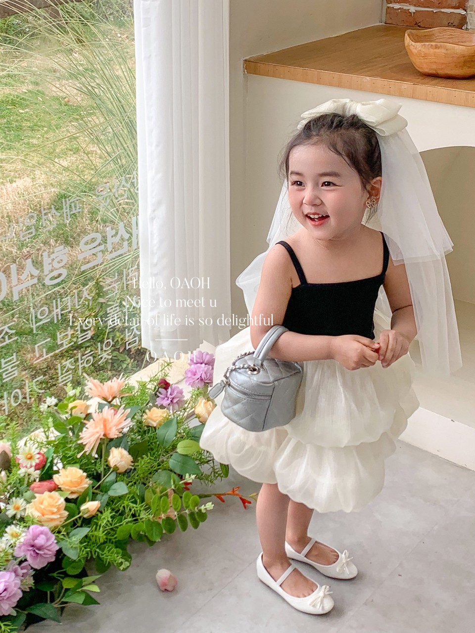 橙夏头纱吊带纱裙两件套 可爱女连衣裙