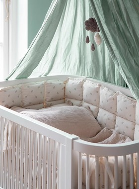 丹麦sebra婴儿床围床幔纯棉材质防撞床围栏软包护栏儿童床蚊帐幔