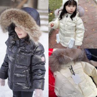 mc徽章K2银狐毛领鹅绒儿童羽绒服冬季童装保暖加厚亮面男女童羽绒