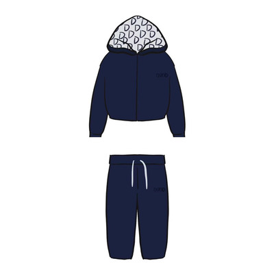 25CD双面穿童装老花羊毛混纺男女童连帽拉链针织外套裤子套装裙子