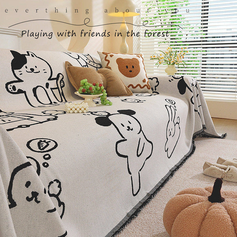 卡通风沙发盖布巾2025新款四季通用一片式防滑防猫抓沙发套罩,居家布艺,沙发垫,淘宝优惠券,粉丝福利购,淘宝优惠卷