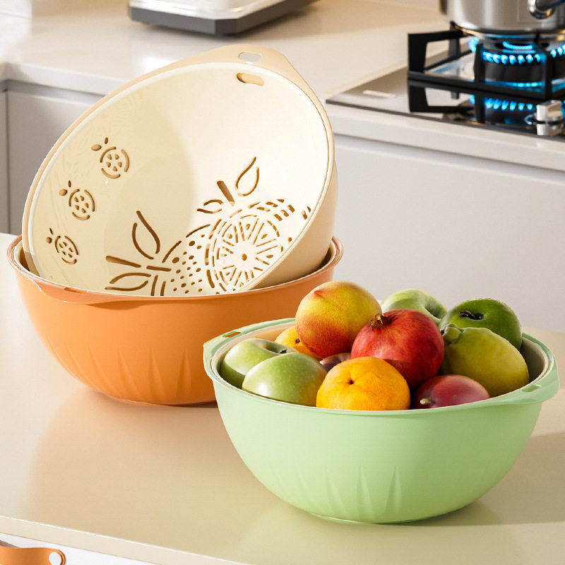 新款厨房沥水篮家用双层大容量果蔬滤水篮加厚淘米带提手洗菜篮,家装主材,沥水篮,淘宝优惠券,粉丝福利购,淘宝优惠卷