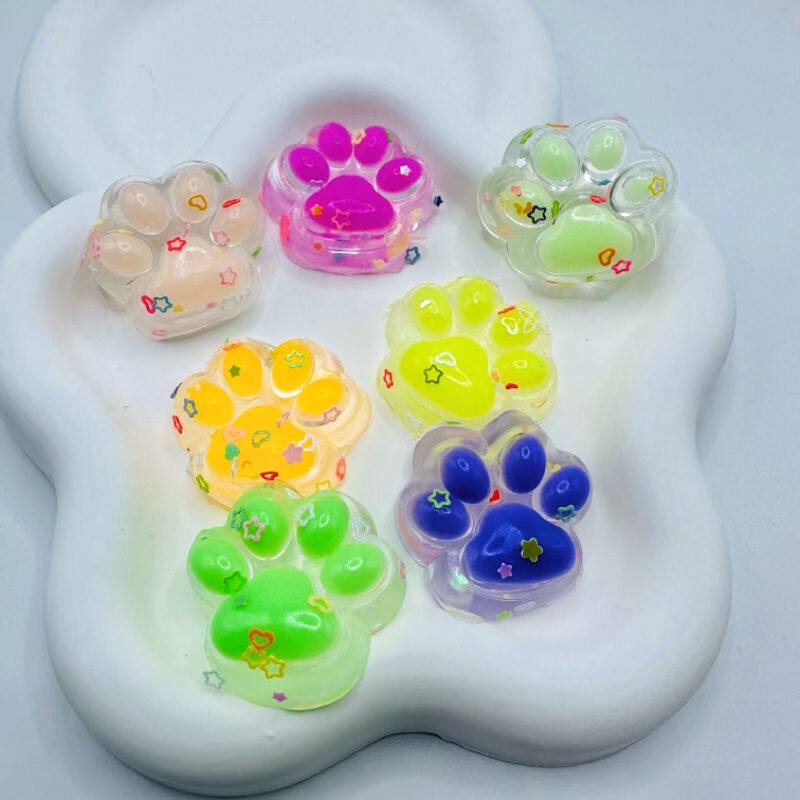 水晶猫爪捏捏减压玩具彩色亮片透明大号猫爪吐司发泄创捏捏乐