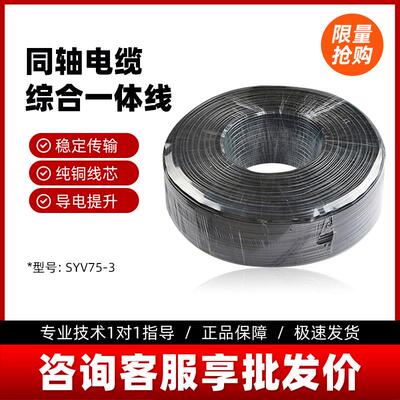 无氧铜SYV753视频线电源线一体线监控同轴电缆综合一体线BNC接头