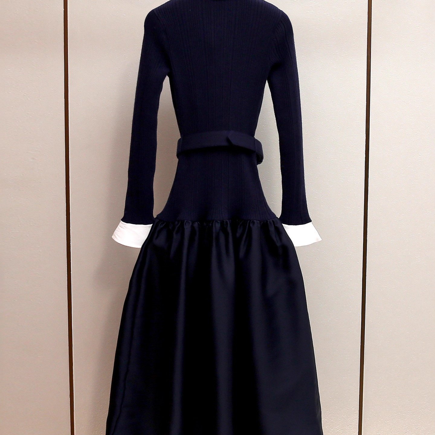 SP家秋季新款法式小香风名媛礼服针织拼接A字长款修身显瘦连衣裙