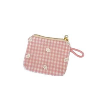 57293 蕾丝绣花帆布零钱包女款便携布艺收纳包简约小钱包杂物收纳