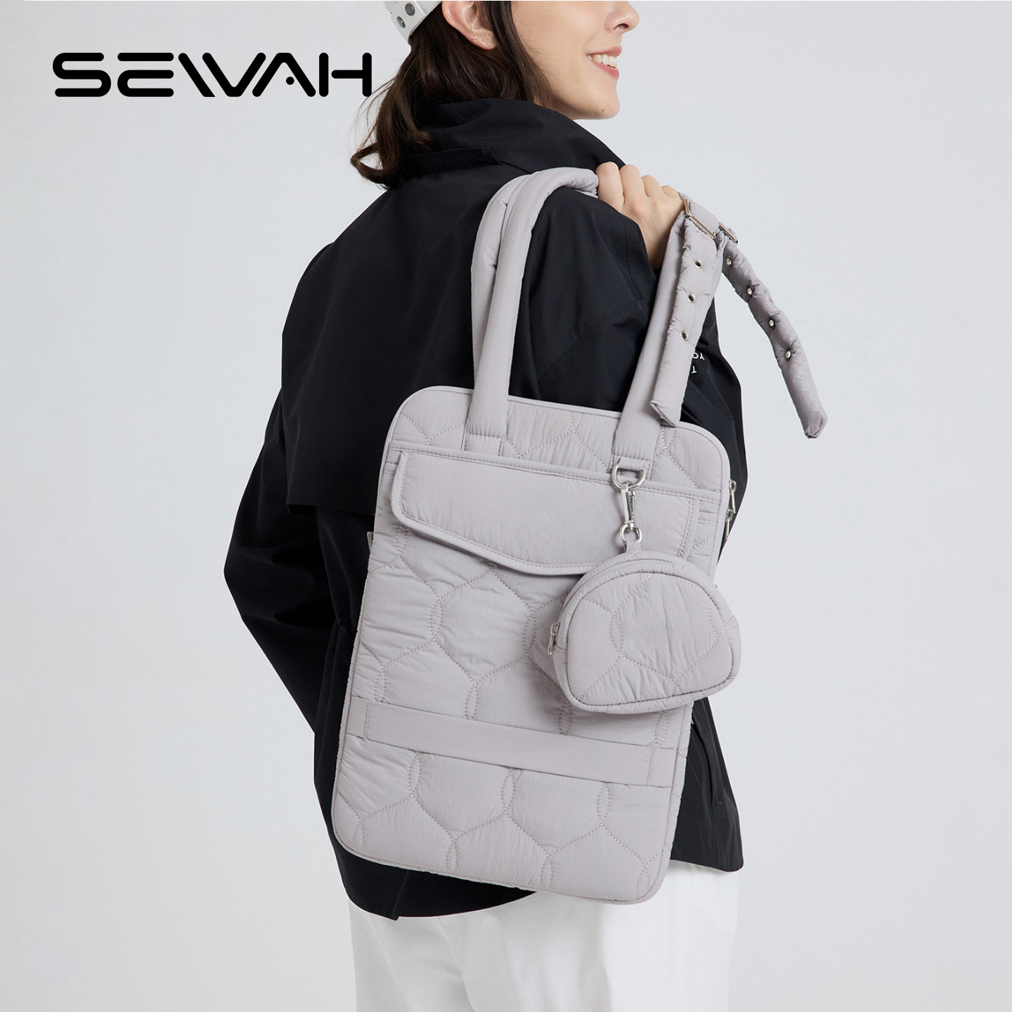 2025新款单肩包女大容量托特包电脑手提包休闲简约通勤iPad防护包