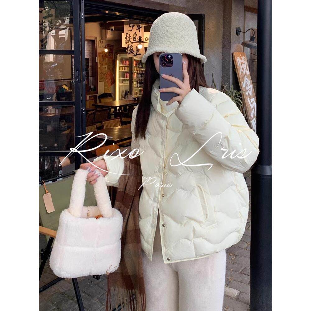 RIXO LRIS轻薄羽绒服女短款白鸭绒2025冬季新款简约立领保暖外套