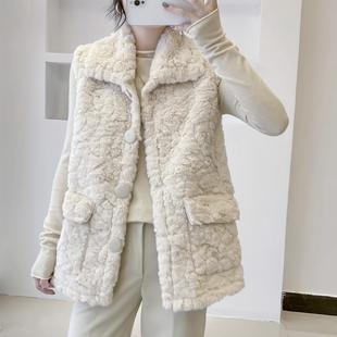 仿羊羔毛马甲女秋冬2025新款外穿宽松加厚皮毛一体背心马夹外套潮