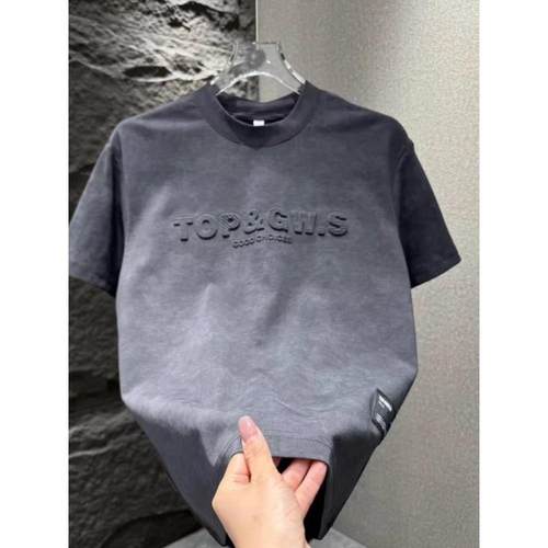 家日报~设计短袖t恤男子冰2025夏季新款扎染凹凸印花t恤半袖