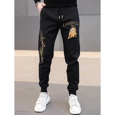 欧洲站潮牌刺绣休闲裤男秋冬厚款高端潮流时尚卫裤运动百搭长裤子