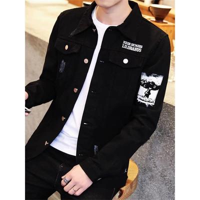 水洗黑色牛仔外套男士春秋冬季2025新款上衣服休闲工装夹克男款潮