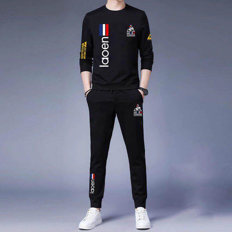 新款休闲套装男春秋季圆领卫衣卫裤潮流搭配一套宽松运动两件套tz