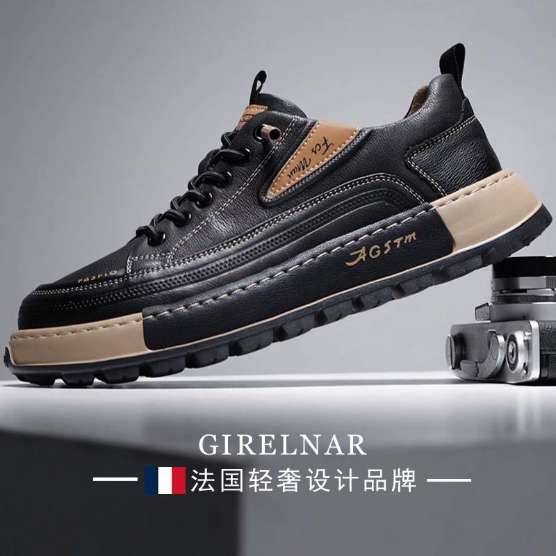 爵澜纳轻奢男鞋2025新款高端潮流休闲鞋男懒人一脚蹬运动板鞋男